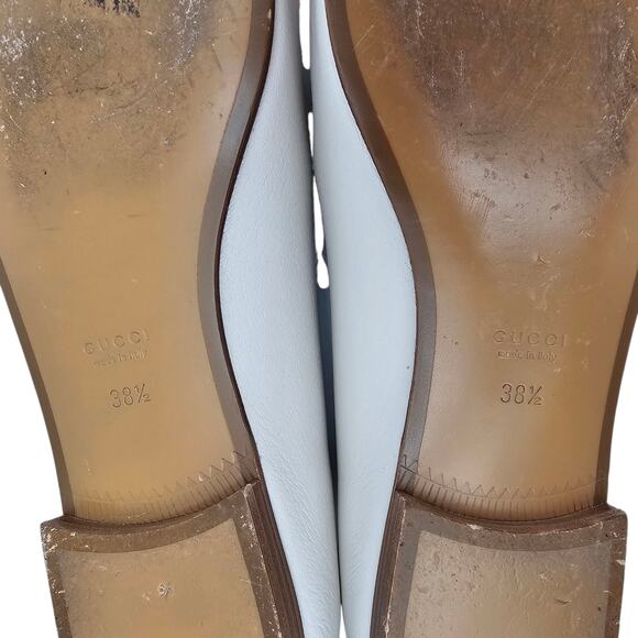 Gucci GG Logo Hills Ballet Flat Square Cap Toe White Rose Gold Size 38.5 US 8.5 - Picture 9 of 10